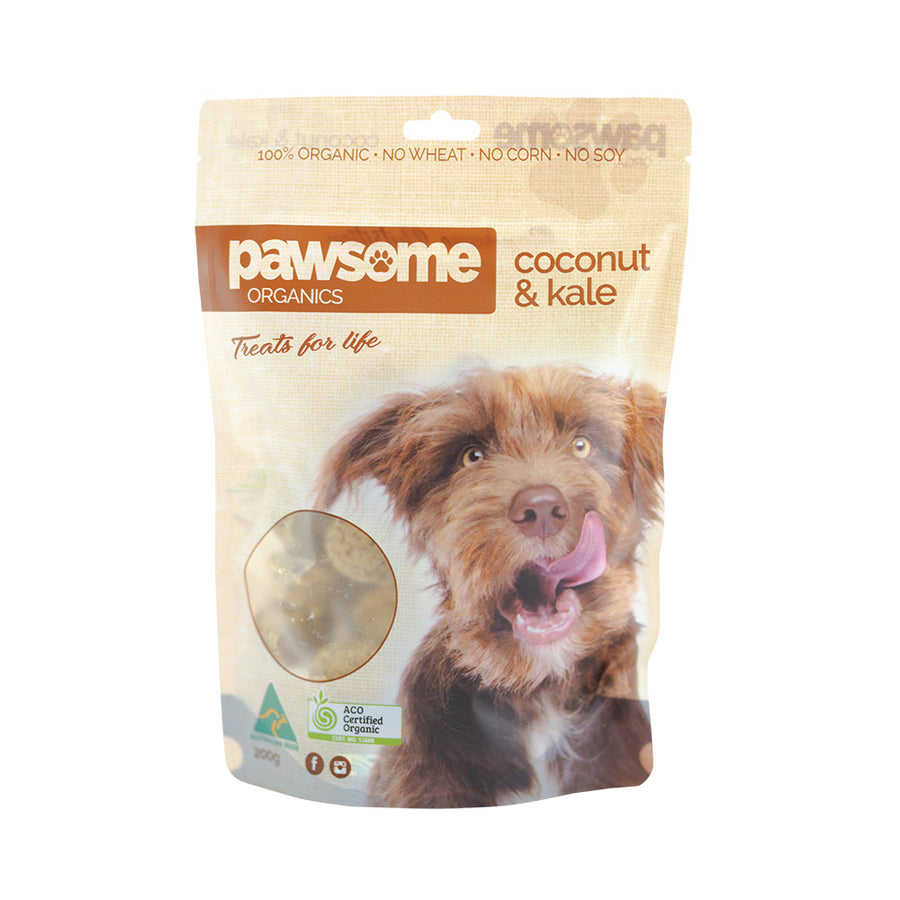 Pawsome Organics Org Pet Treats Coconut and Kale 200g