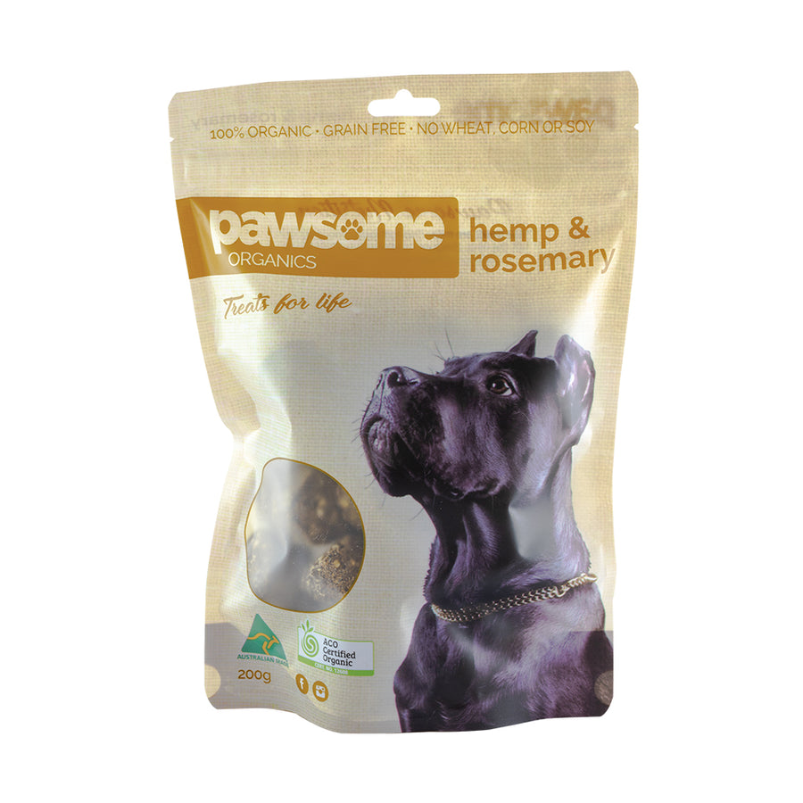 Pawsome Organics Org Pet Treats Hemp and Rosemary 200g