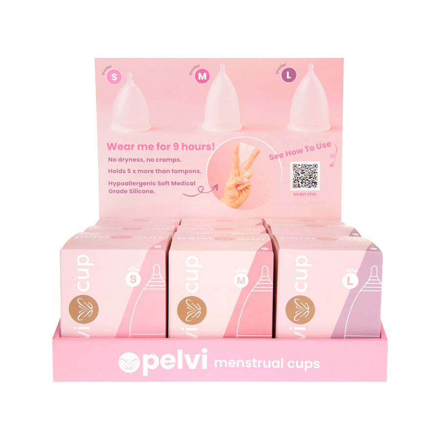 Pelvi Menstrual Cup Mixed Sizes x 9 Display