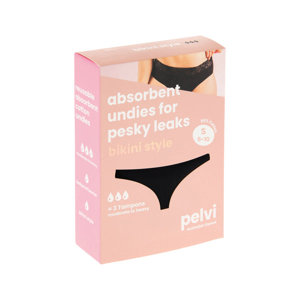 Pelvi Underwear Leakproof Bikini Black S
