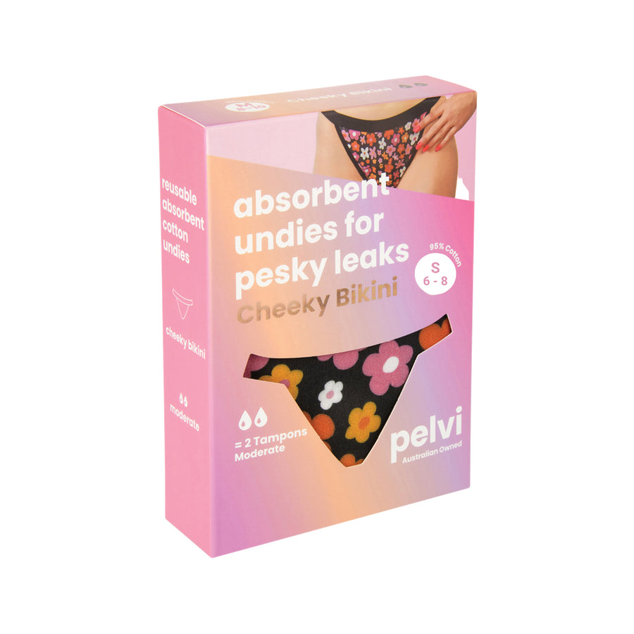 Pelvi Underwear Leakproof Cheeky Bikini Floral S