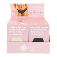 Pelvi Underwear Leakproof Full Brief Black Beige Mixed Sizes x 12 Display