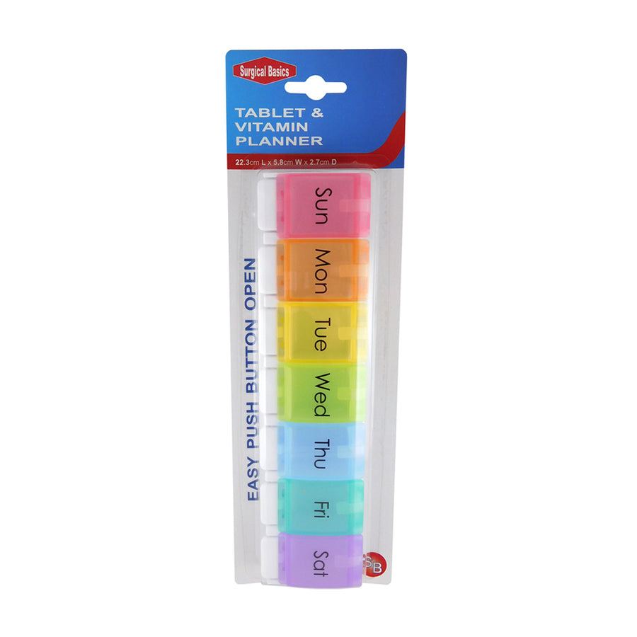 Pill Box Weekly Planner (1 per day) Large (22.3x5.8x2.7cm)
