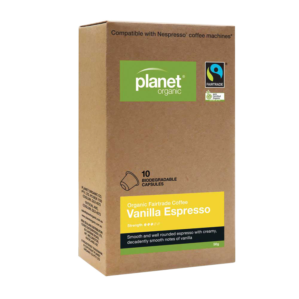 Planet Organic Org Coffee Capsules Espresso Vanilla x 10 Pack