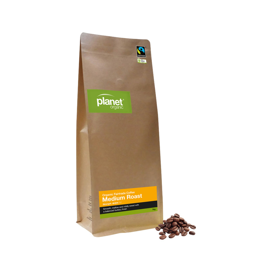 Planet Organic Org Coffee Medium Roast Whole Bean 1kg