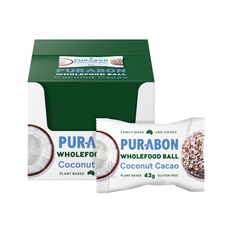 Purabon Balls Wholefood Coconut Cacao 43g x 12 Display