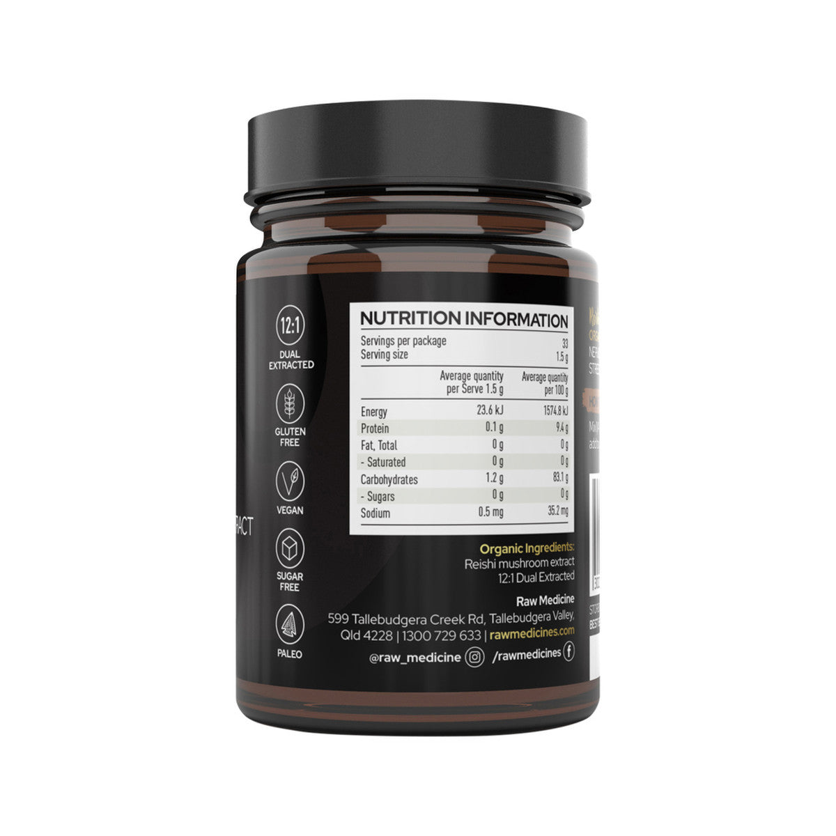 Raw Medicine Organic Mushroom Extract Reishi 50g