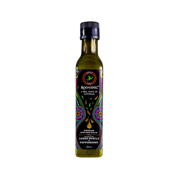 Roogenic Olive Oil with lemon Myrtle and Pepperberry 250ml