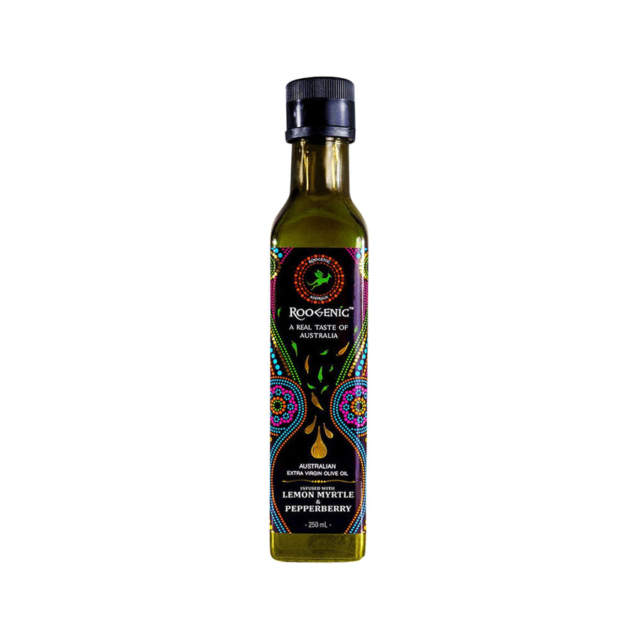 Roogenic Olive Oil with lemon Myrtle and Pepperberry 250ml