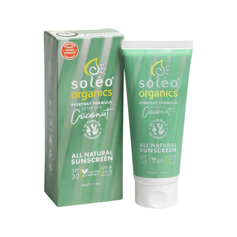 Soleo Organics Sunscreen SPF30 Everyday Formula (Light) Coconut 80g