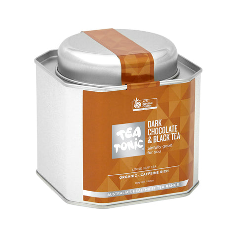 Tea Tonic Organic Dark Chocolate and Black Tea Caddy Tin 250g