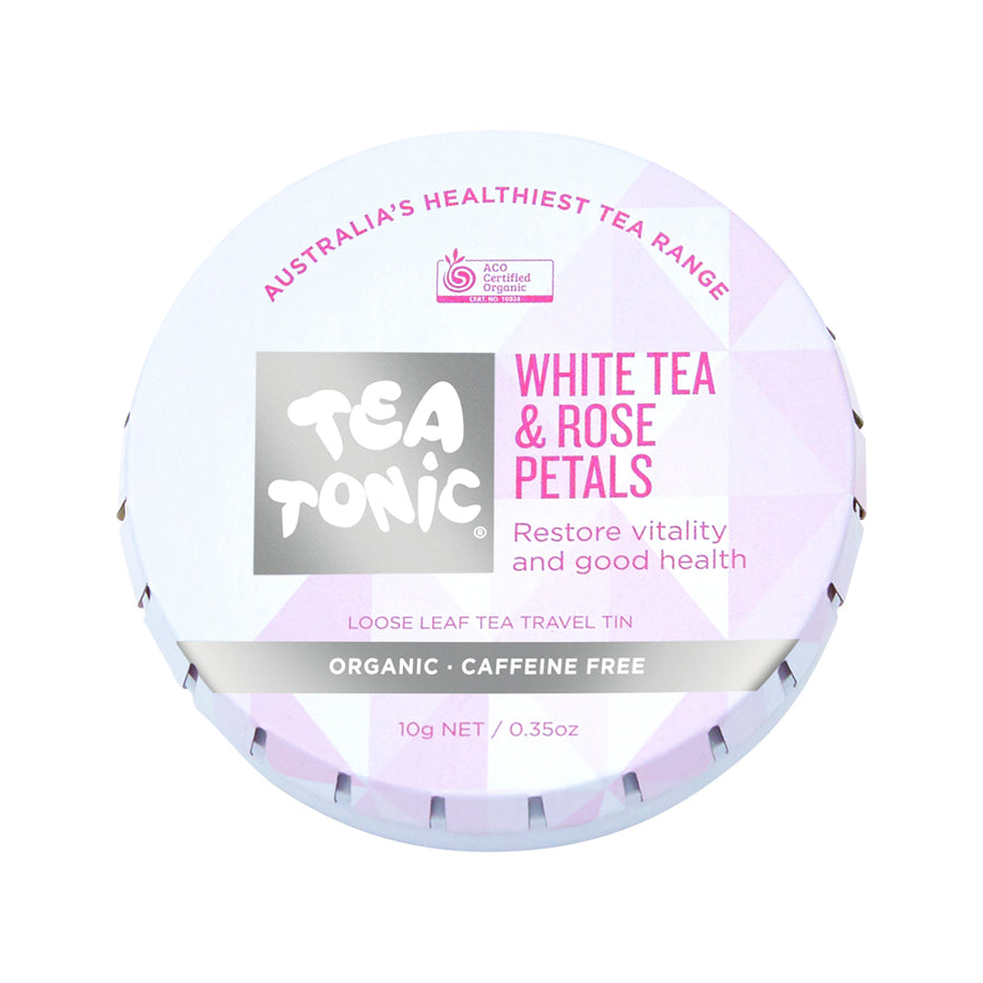 Tea Tonic Organic White Tea and Rose Petals Tea Travel Tin 10g