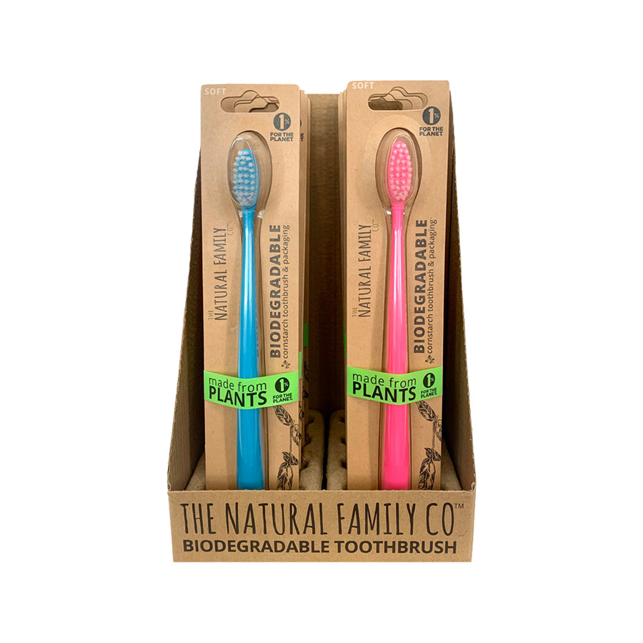 The Nat Family Co Bio Toothbrush Neon Mixed x 8 Display