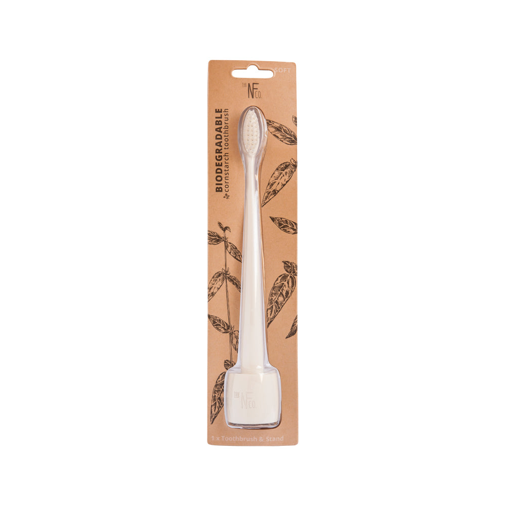 The Nat Family Co Bio Toothbrush with Stand Ivory Desert