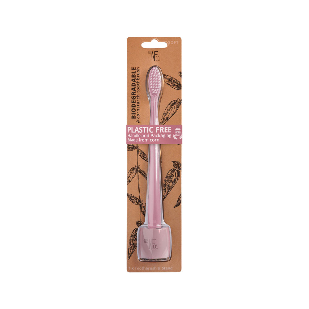 The Nat Family Co Bio Toothbrush with Stand Rose Quartz