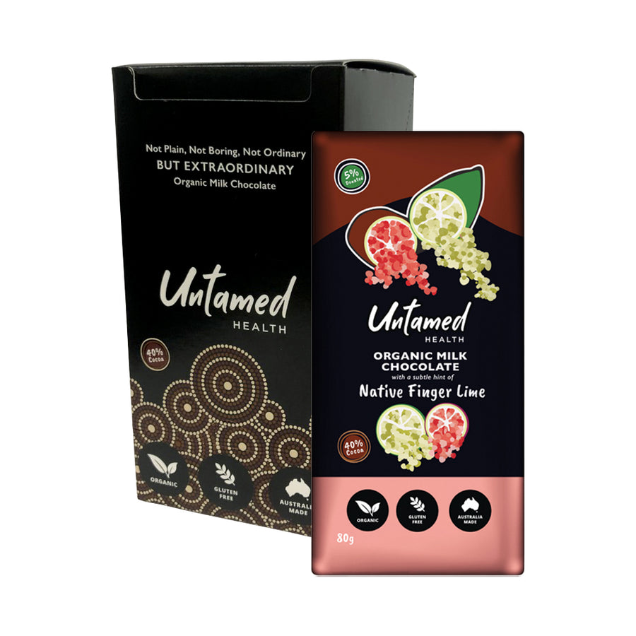 Untamed Health Org Choc Milk Native Finger Lime 80g x 12 Disp