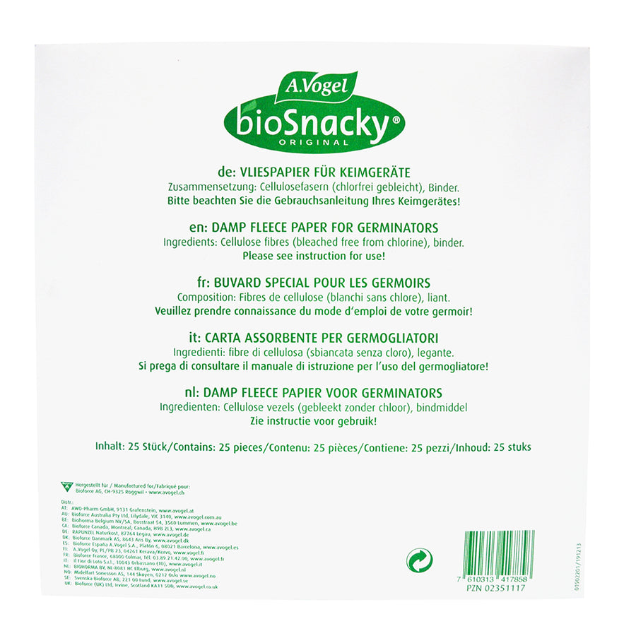 Vogel Biosnacky Sprossengarten (Mini Greenhouse Germinator) Replacement Filter Papers x 25 Pack