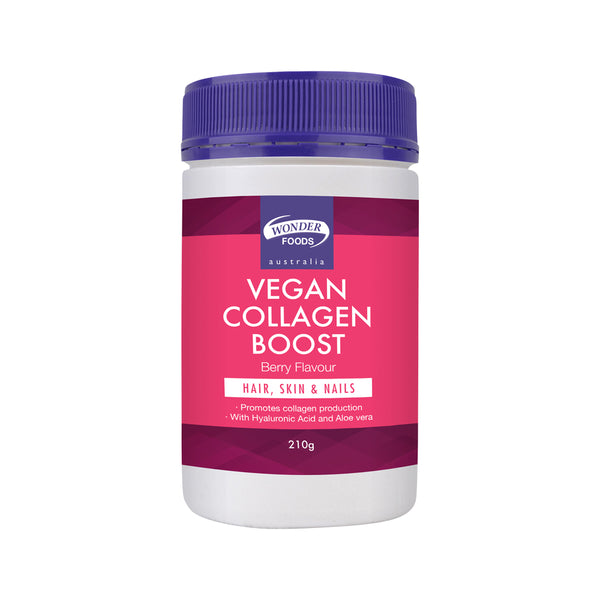 Wonderfoods Australia Vegan Collagen Boost Berry Flavour Hair, Skin and Nails 210g