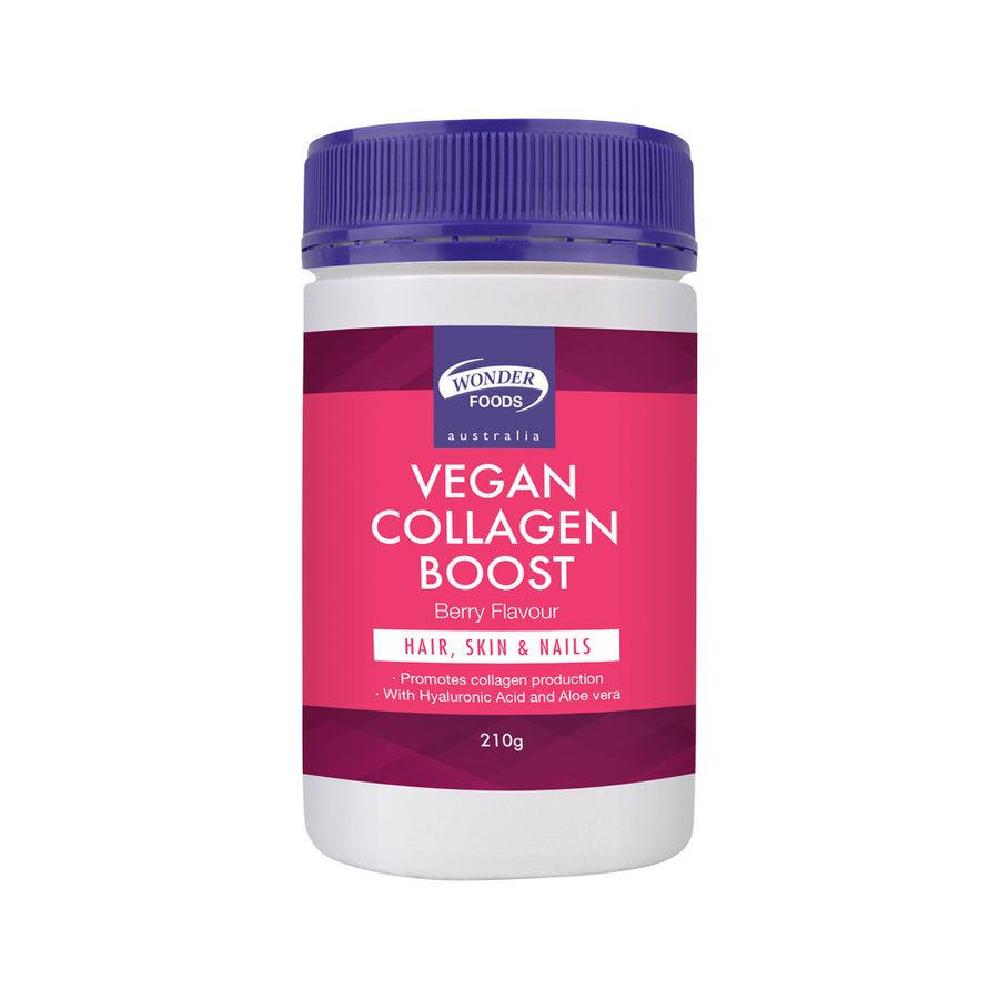 Wonderfoods Australia Vegan Collagen Boost Berry Flavour Hair, Skin and Nails 210g