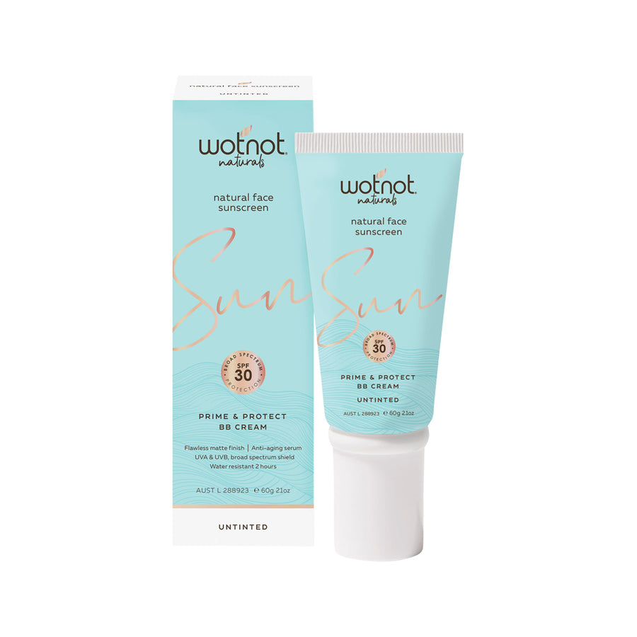 Wotnot Nat Natural Sunscreen Face SPF 30 (Prime and Protect BB Cream) Untinted 60g
