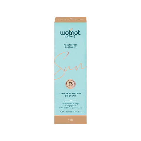 Wotnot Nat Natural Sunscreen Face SPF 40 (Min MakeUp BB Cream) Tan 60g