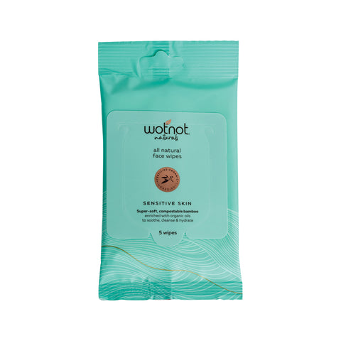 Wotnot Nat Wipes Face Sensitive (Soft Pack) x 5 Pack